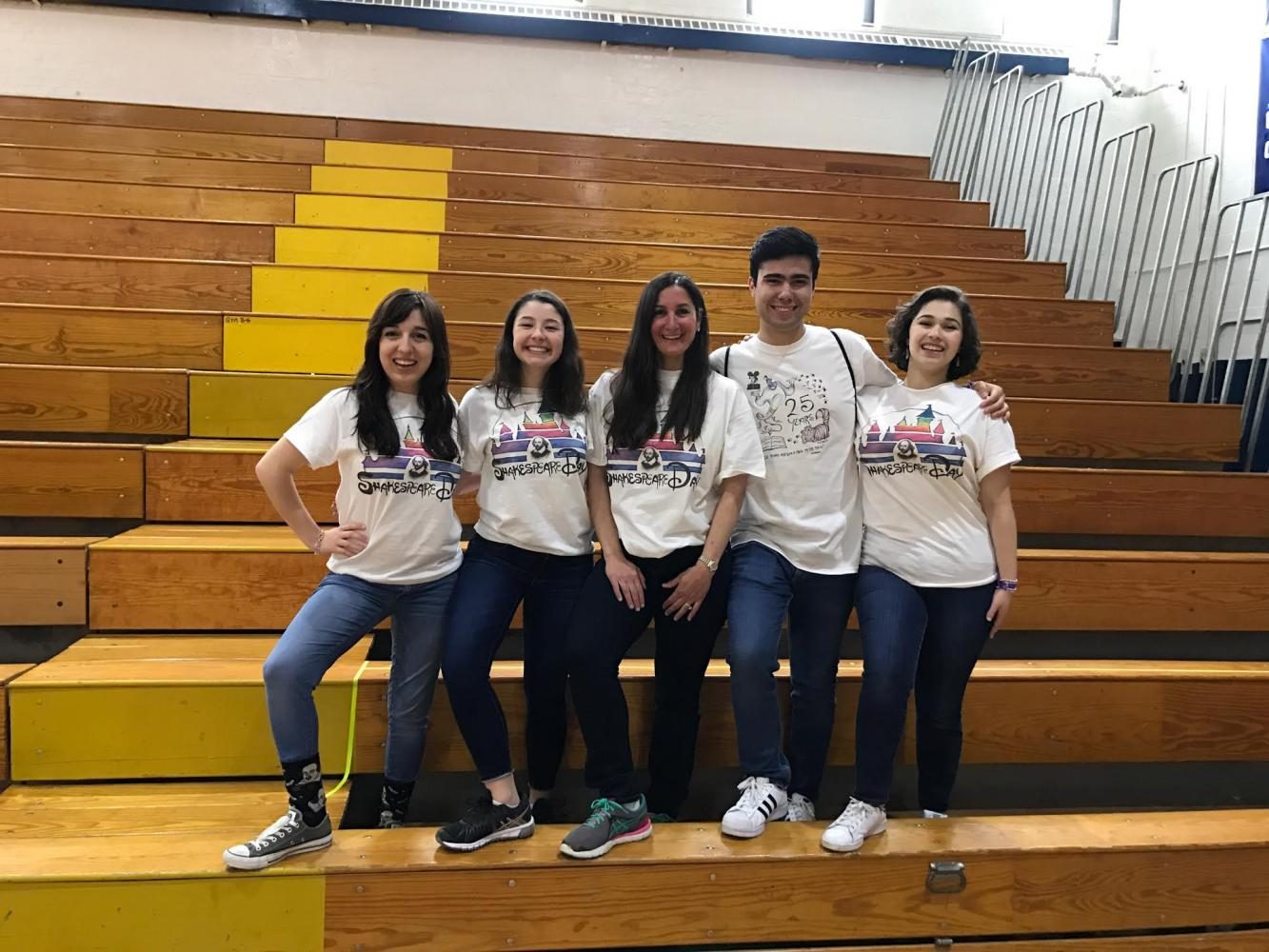 Senior+coordinators+Sarah+DeMarino%2C+Emilia+Charno%2C+Christian+Hill%2C+and+Anna+Cohen+have+helped+to+coordinate+the+past+two+Shakespeare+Days+with+Ms.+Valenti.