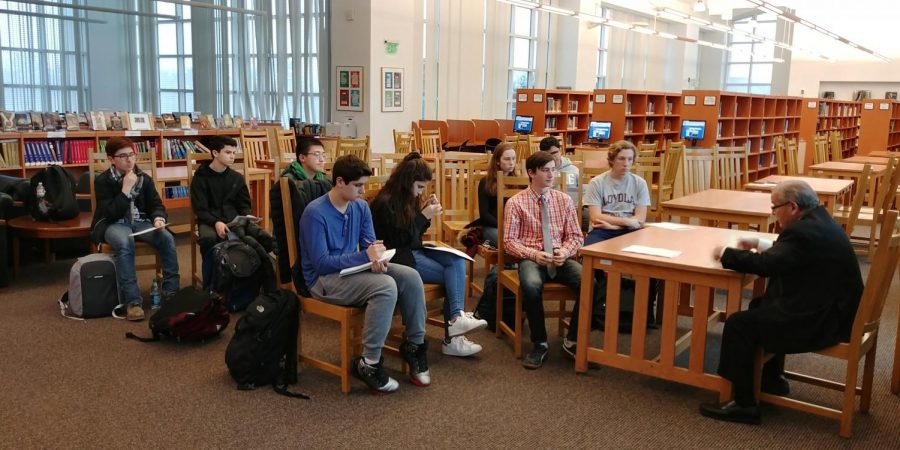 State Assemblyman Anthony DUrso speaks to a group of students in the library about his life story as a politician. DUrso interacted with the students in a question-and-answer session after school on Dec. 12.