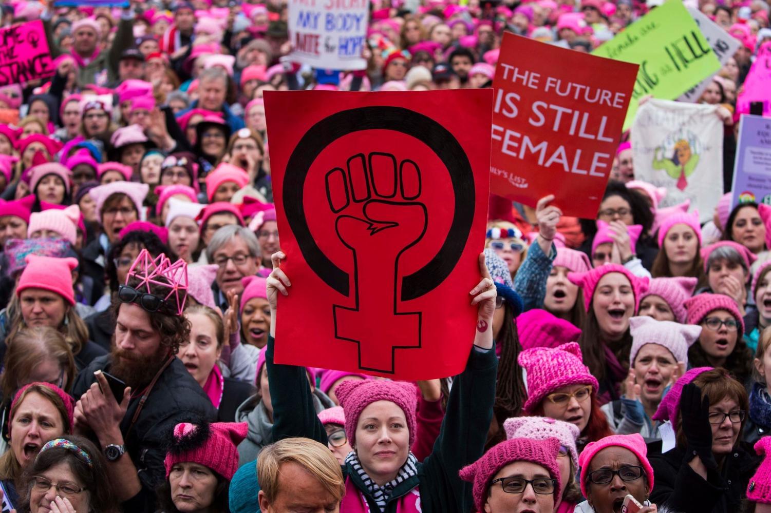 At the Washington, D.C. Women's March on Jan. 21, 2017, thousands of feminists walked in solidarity to show their support for women's rights. Similar marches took place all over the country on this day, many in protest of President Donald Trump's presidency.