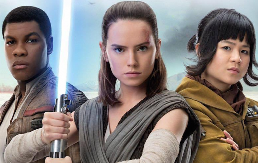 Finn (John Boyega), Rey (Daisy Ridley), and Rose (Kelly Marie Tran) are the main characters in the new Star Wars installation. The movie has received great reviews from critics.