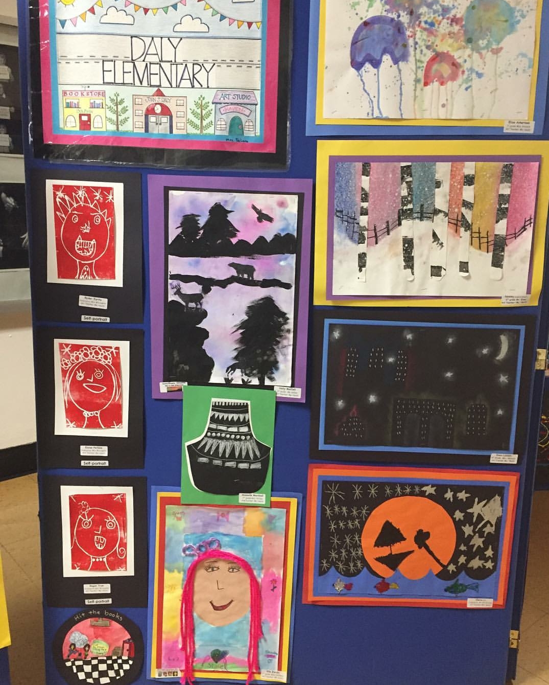 Artwork by students from Daly Elementary School is presented at PortFest. Due to the rain, this year's PortFest celebration took place indoors at Schreiber.