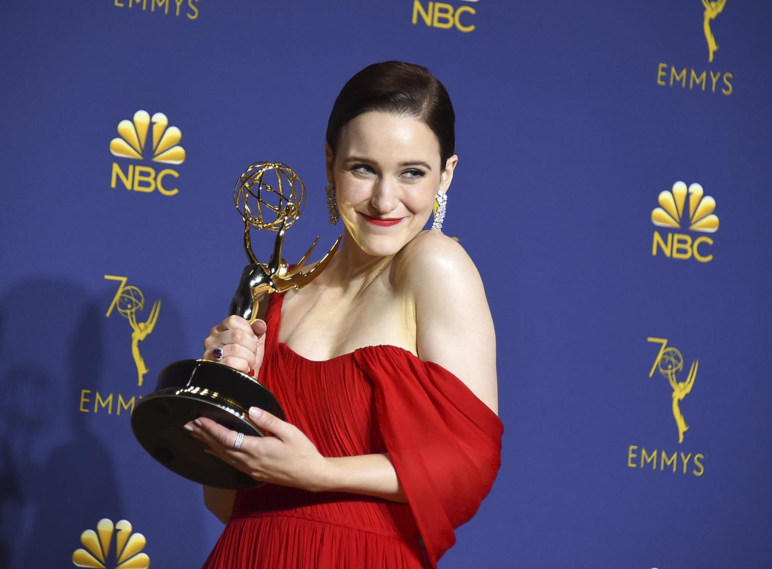 Rachel Brosnahan, star of The Marvelous Mrs. Maisel, poses with her award for Outstanding Lead Actress. This is on of the many awards The Marvelous Mrs. Maisel received at the 70th Annual Primetime Emmy Awards.