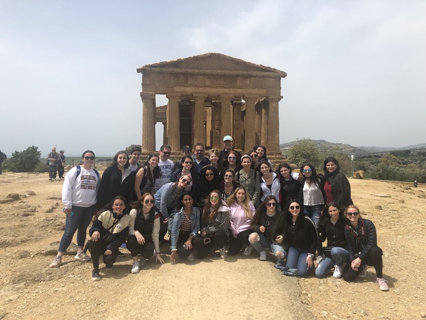 The foreign language Sicily trip students explore the ancient ruins of The Valley of the Temples in the city of Agrigento.  