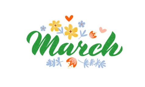 March - Hand drawn lettering month name. Hand written month March for calendar, monthly logo, bullet journal or monthly organizer. Vector illustration isolated on white. EPS 10
