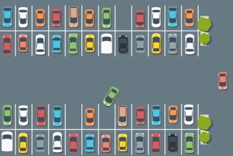 Parking lot illustration - vector car park infrastructure graphics.