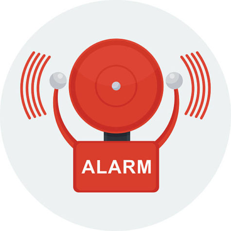 Vector red fire alarm bell. Automatic fire alarm. Objects isolated on a white background.